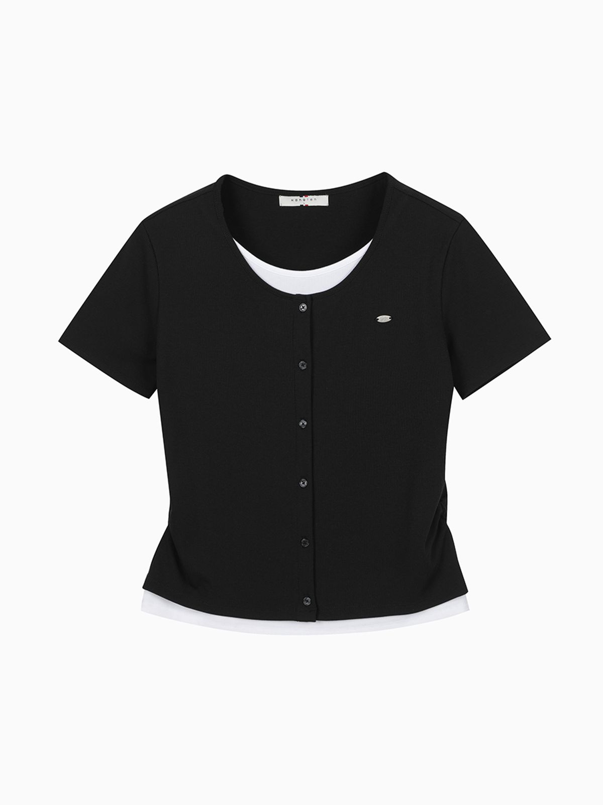 행텐(HANGTEN) 여성 슬림핏 웨일 가디건 레이어드 반팔 티셔츠_3colors(10570-131-498-69)