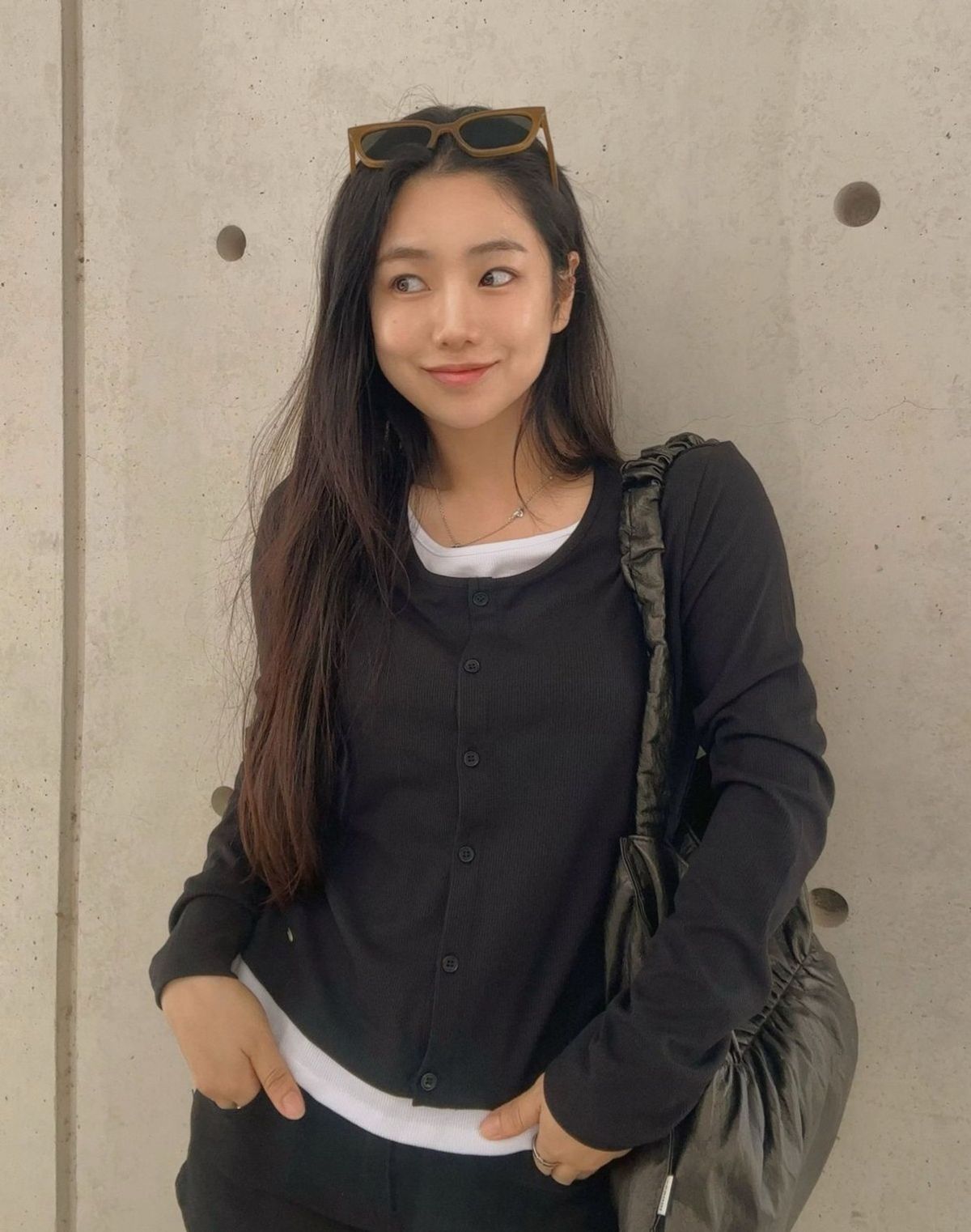 행텐(HANGTEN) 여성 웨일 슬림핏 가디건 레이어드 티셔츠(10560-131-203-45)