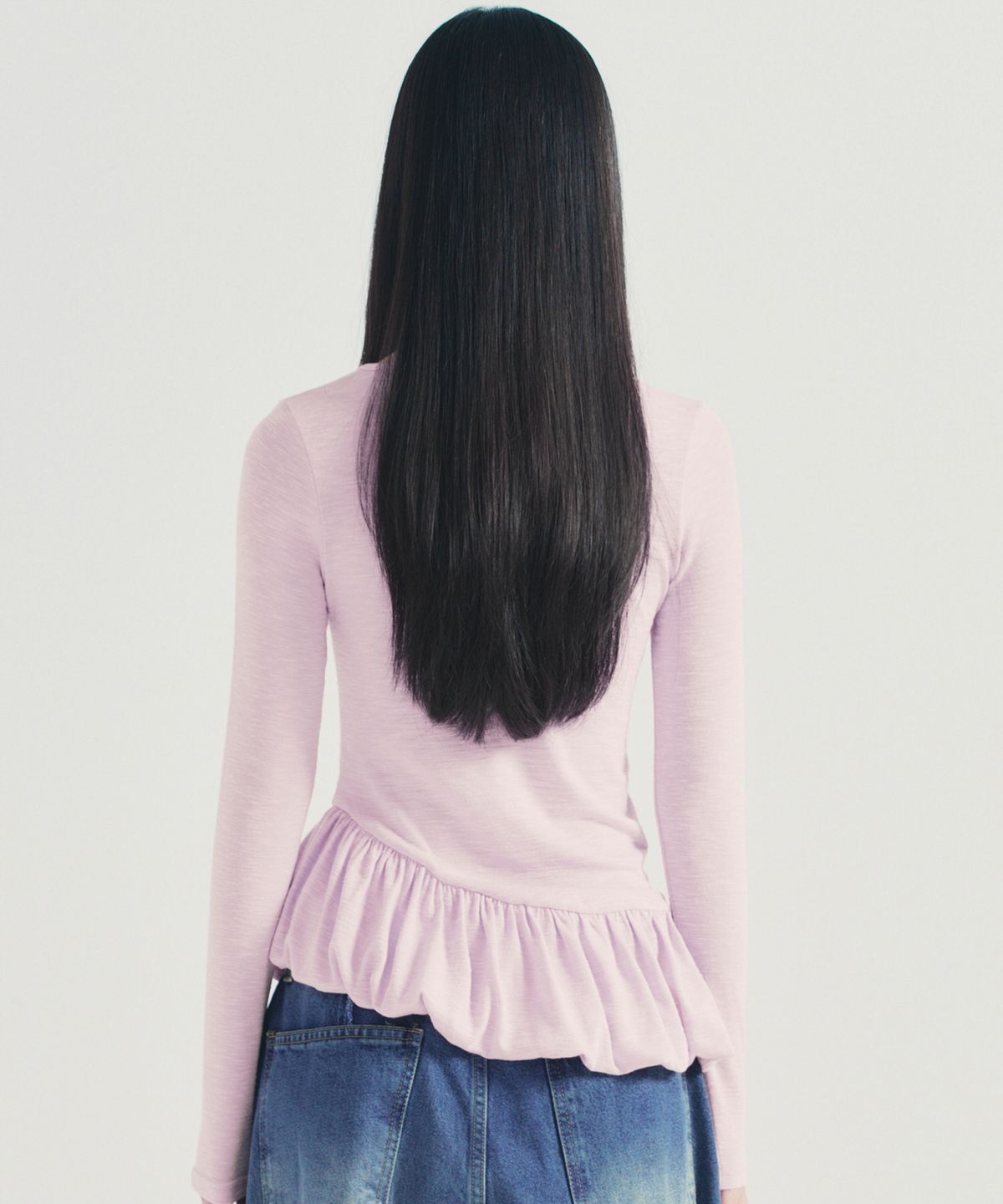 닉앤니콜(NICK&NICOLE) RUFFLE LABEL LONG SLEEVE TOP_PINK