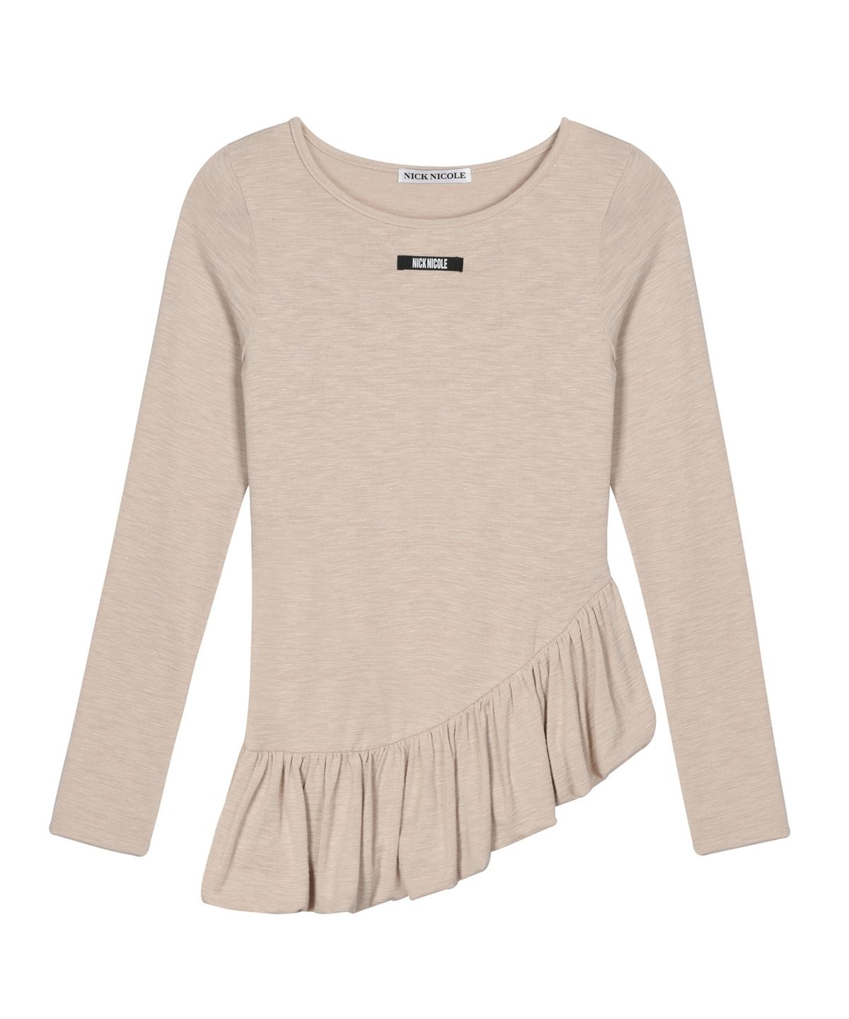 닉앤니콜(NICK&NICOLE) RUFFLE LABEL LONG SLEEVE TOP_BEIGE