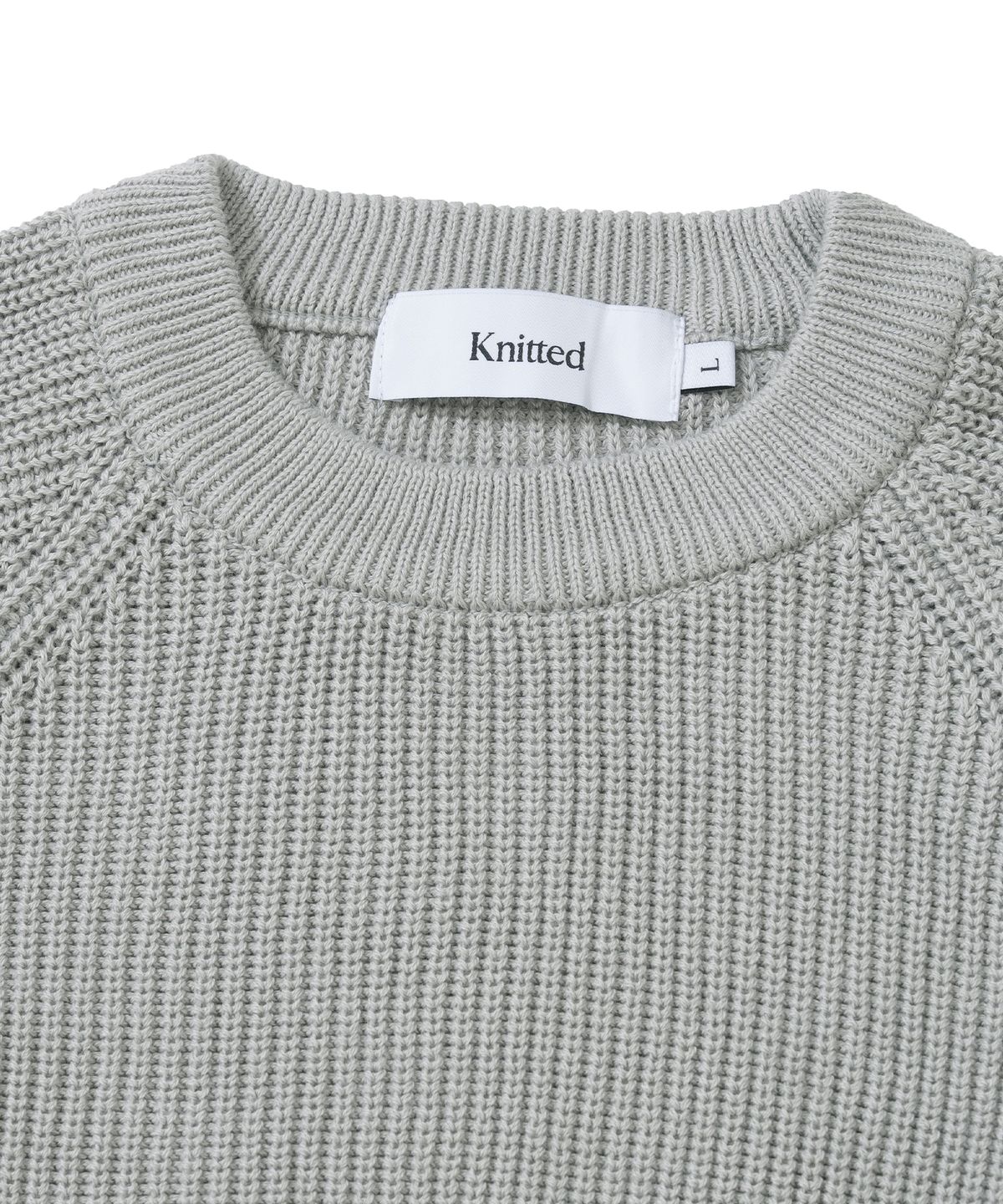 니티드(KNITTED) 코튼 와플 라운드 니트 GREY