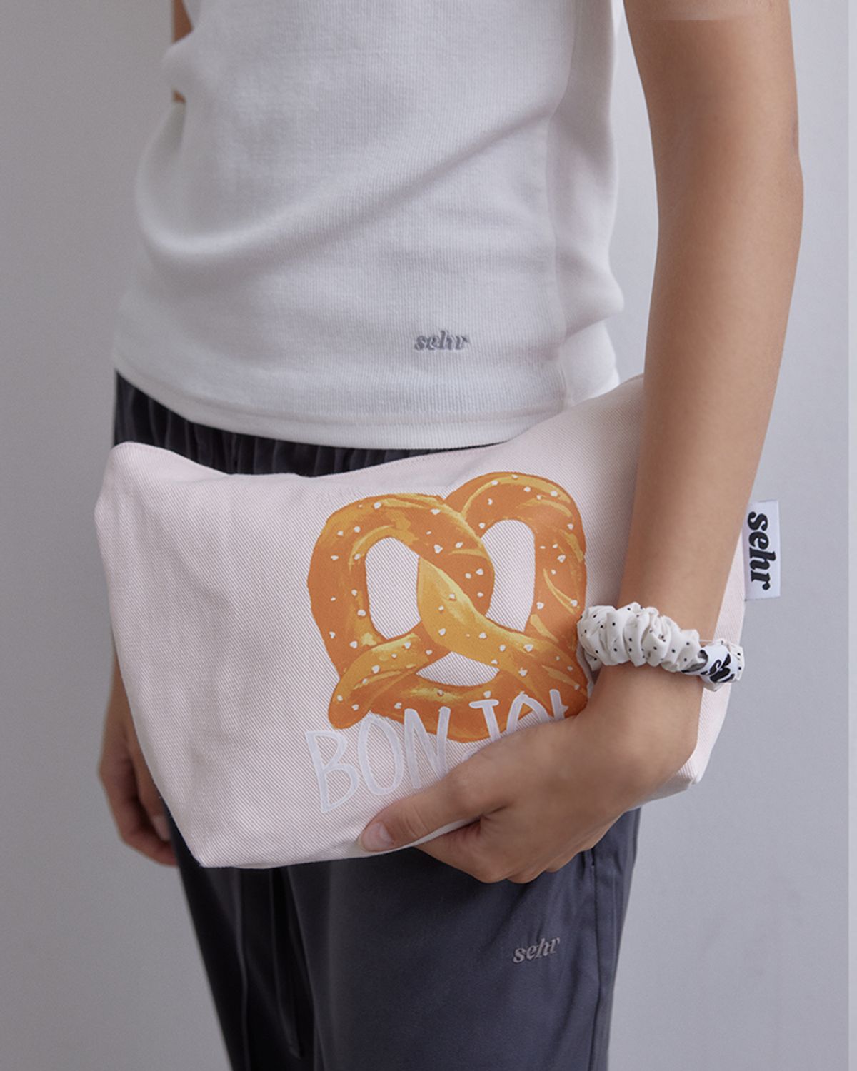 세르(SEHR) Pretzel Cotton Boat Bag (Light Pink)
