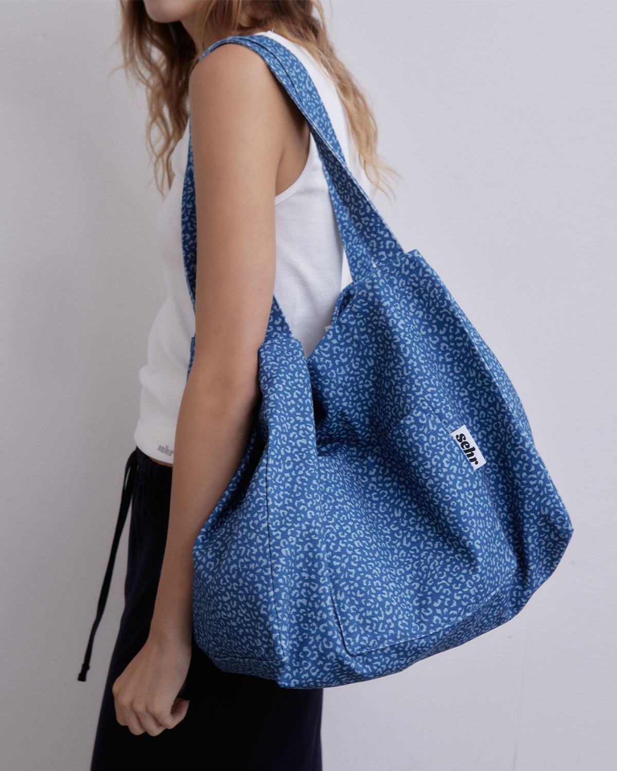 세르(SEHR) Leopard Twill Cotton Big Bag V2 (Blue)