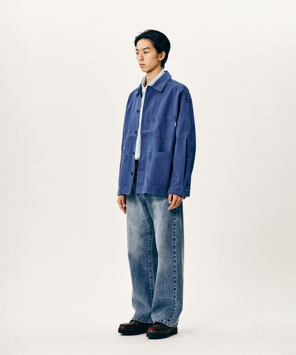 MUSINSA | ESPIONAGE French Wide Work Jacket (Moleskin) Washed Blue