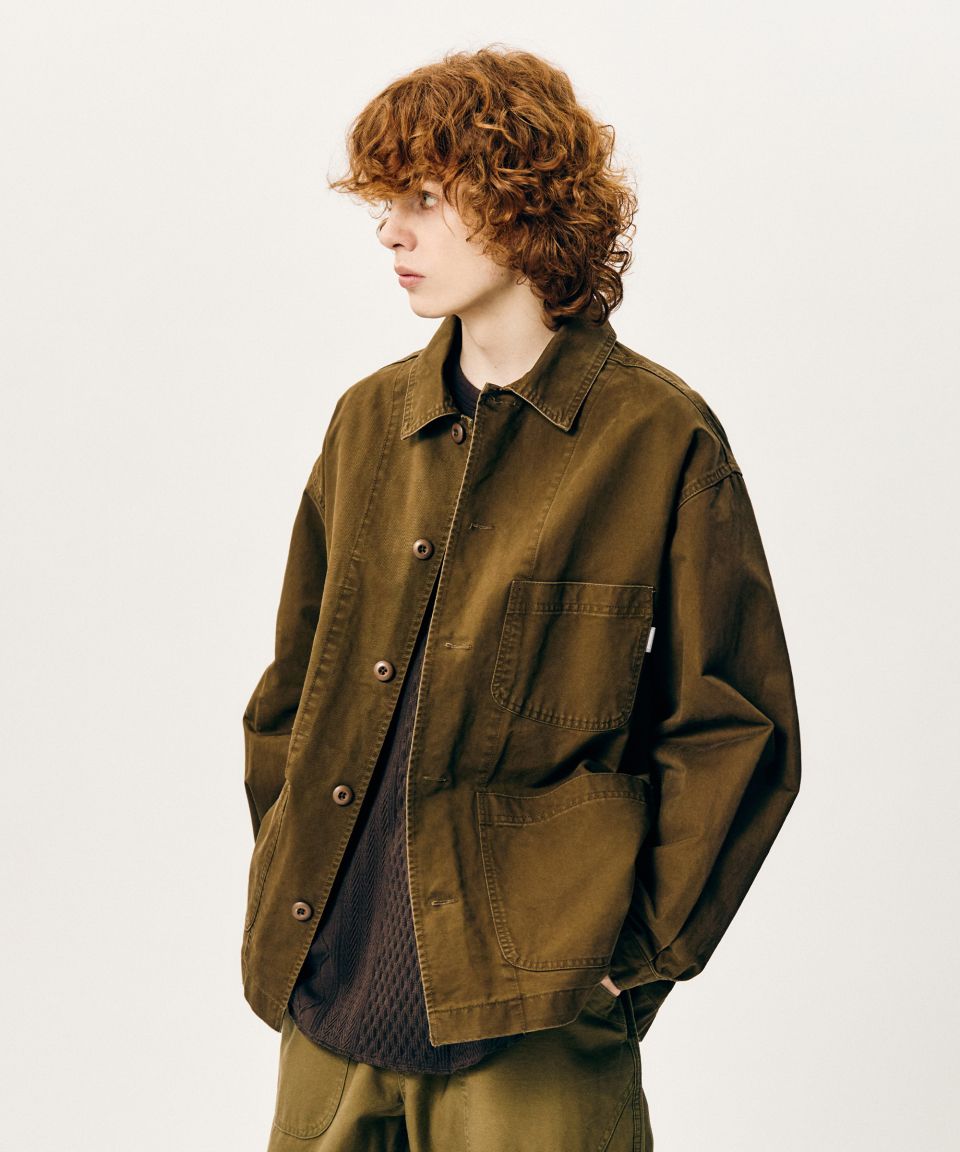 MUSINSA | ESPIONAGE French Wide Work Jacket (Moleskin) Washed Blue
