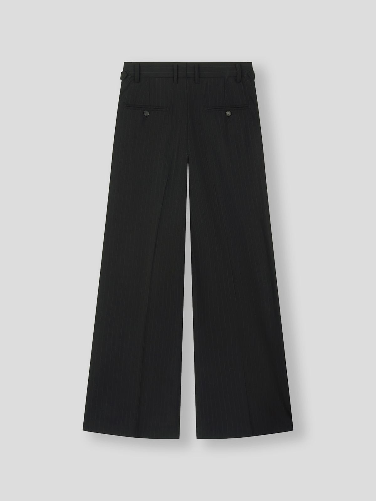 쿠르베(COURBE) High Waist Flare Pinstripes Pants (Black)