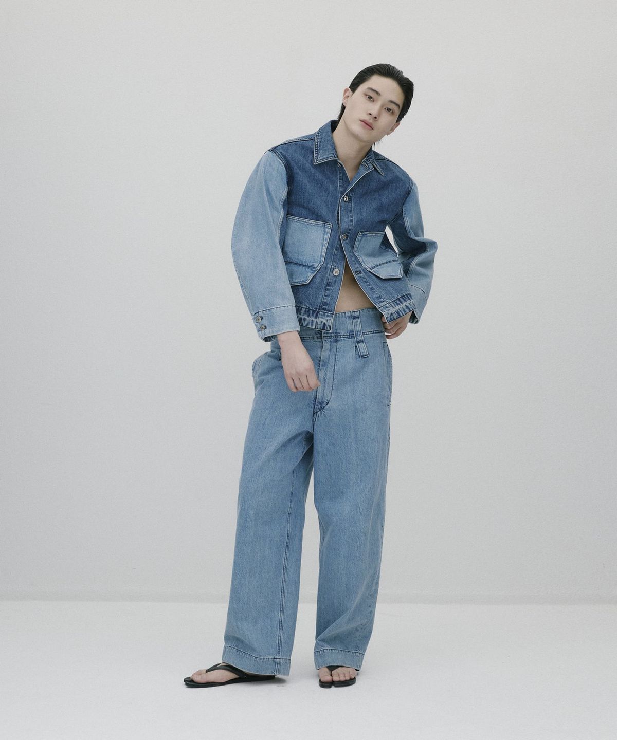 순진(SOONJEANS) 뉴하이라이즈 와이드레그 팬츠 [BLUE]