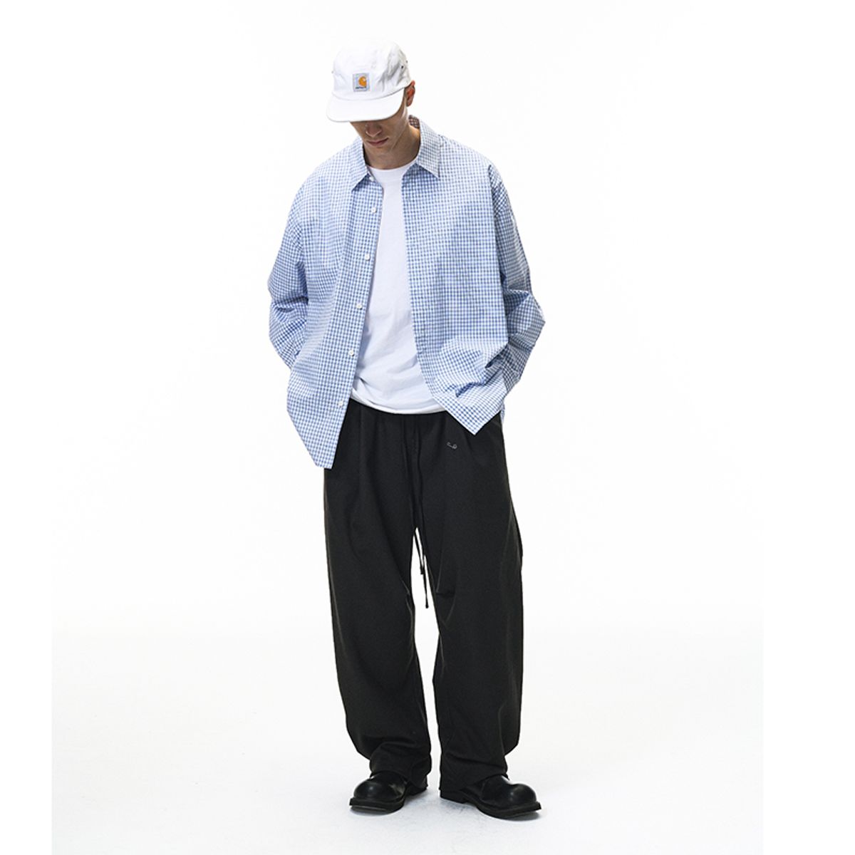 인플레이션(INFLATION) Pleated Gingham Shirt