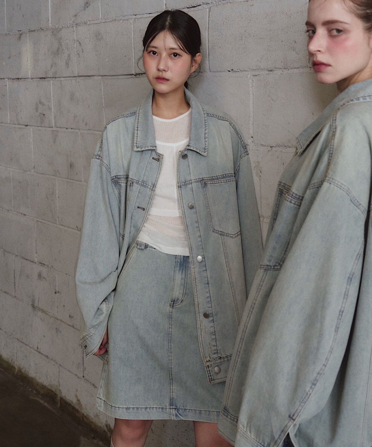 아포엠(APOEM) FADE DENIM SKIRT