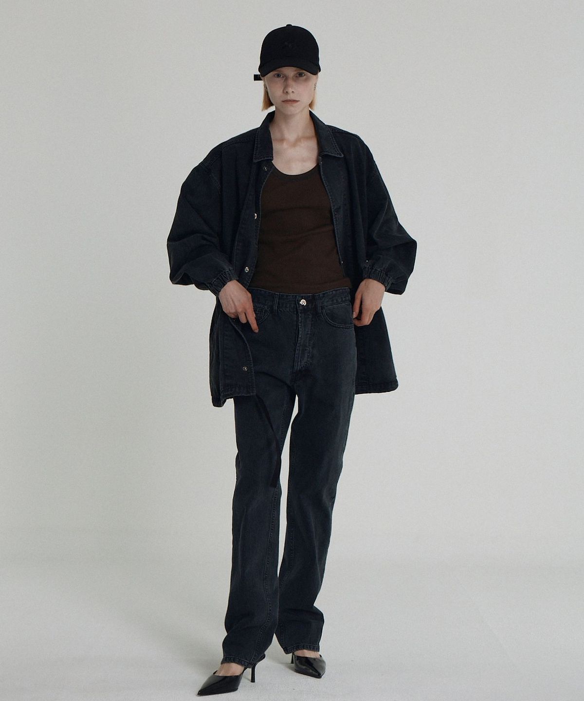 순진(SOONJEANS) 호랑지 캔톤 스트레이트 레그 팬츠 [BLACK]