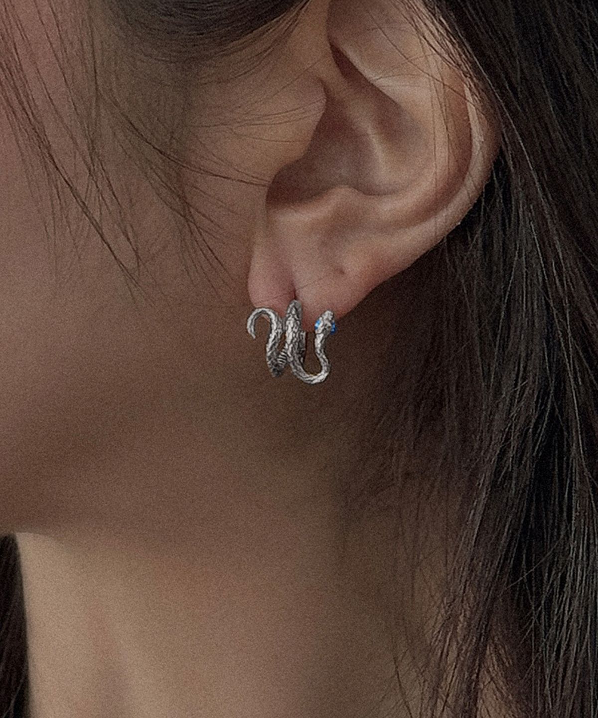 찰랑시(CHALANGSI) 꼬마 뱀 스네이크 원터치 귀걸이 925 Silver