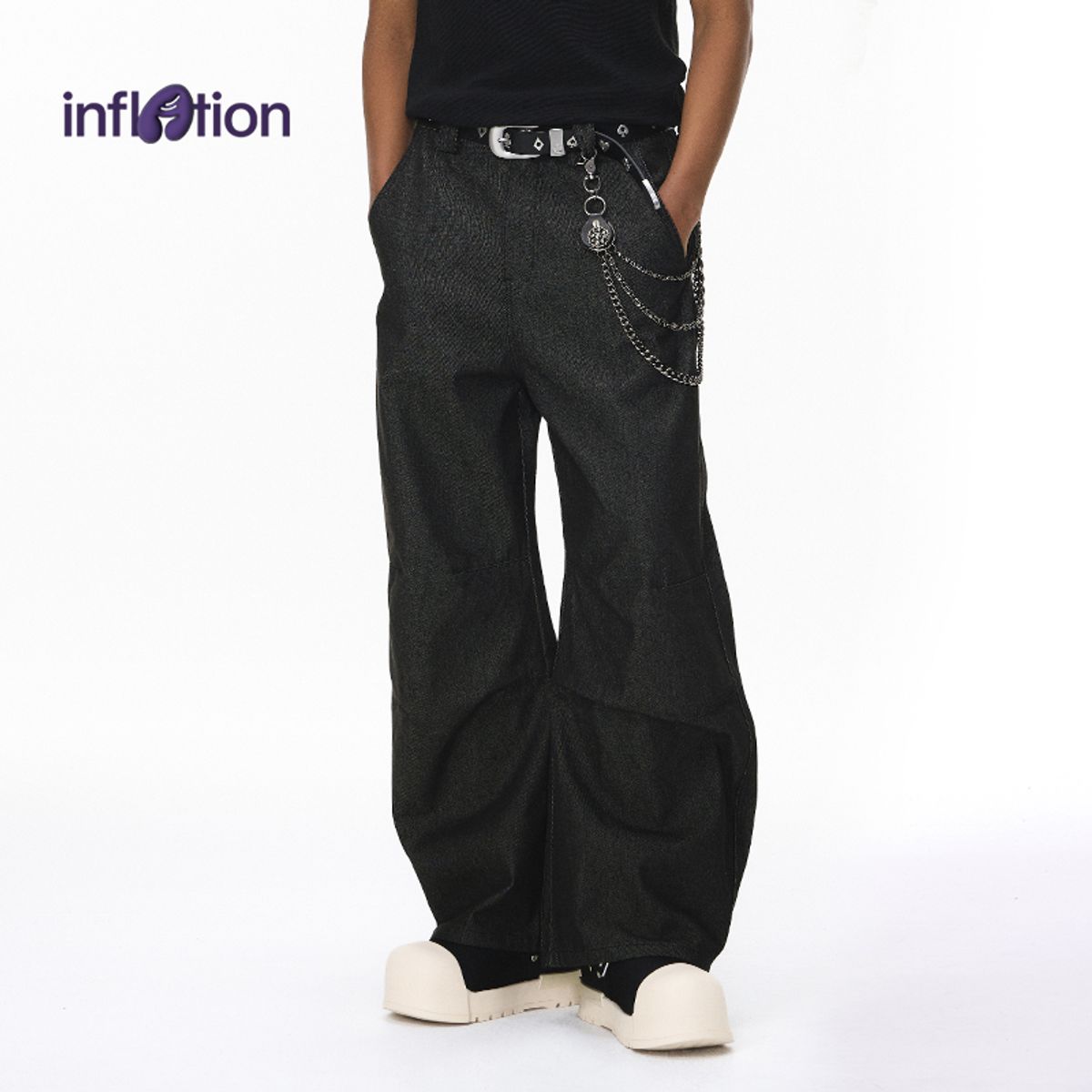 인플레이션(INFLATION) Raw Wide Leg Denim Jeans