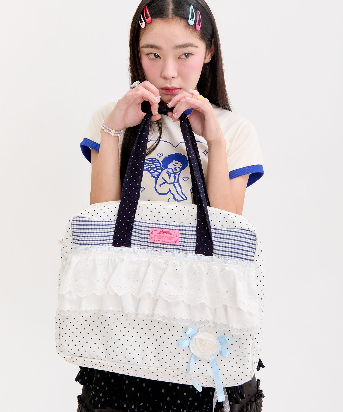 네프네프(NEFNEF) dot lace shoulder bag