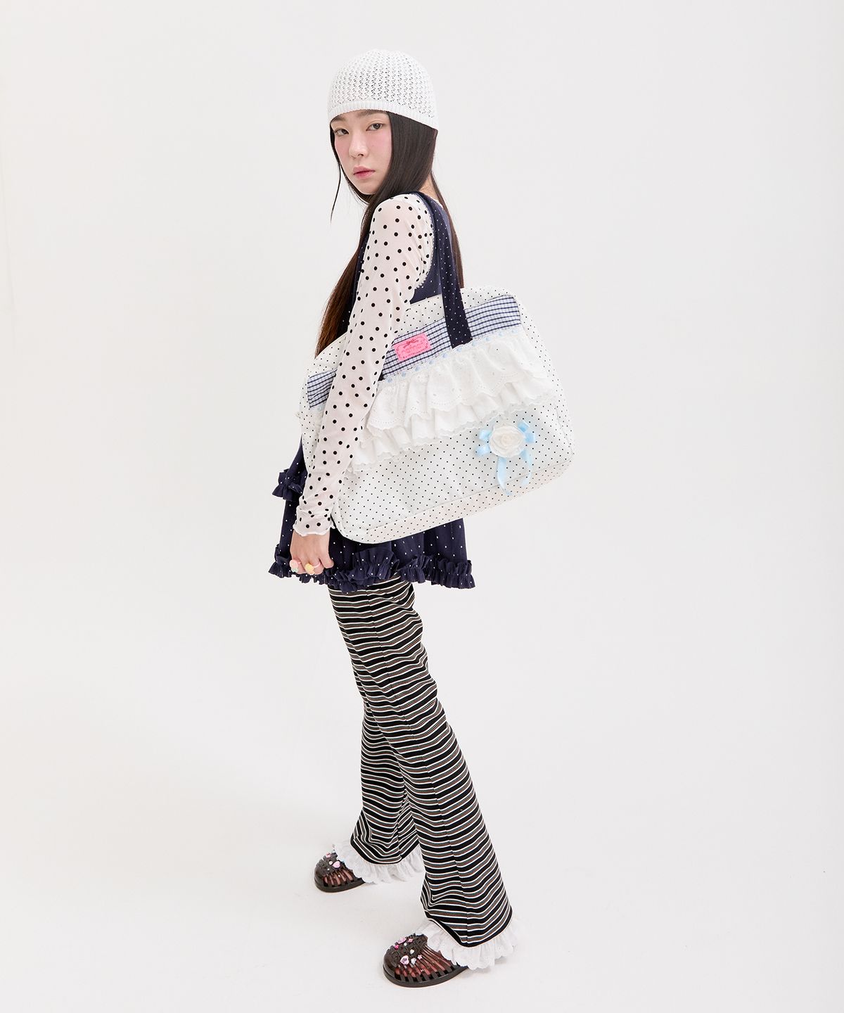 네프네프(NEFNEF) dot lace shoulder bag