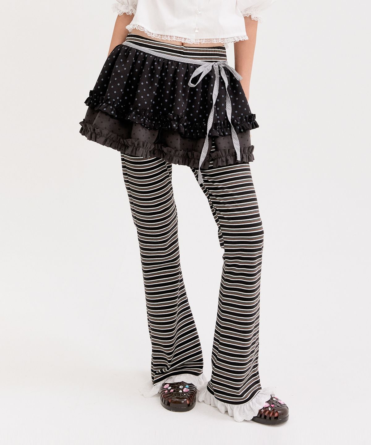 네프네프(NEFNEF) stripe leggings pants_black