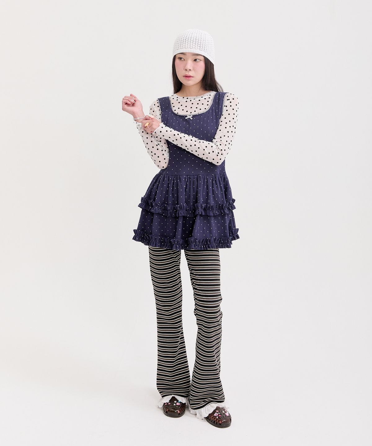 네프네프(NEFNEF) stripe leggings pants_black