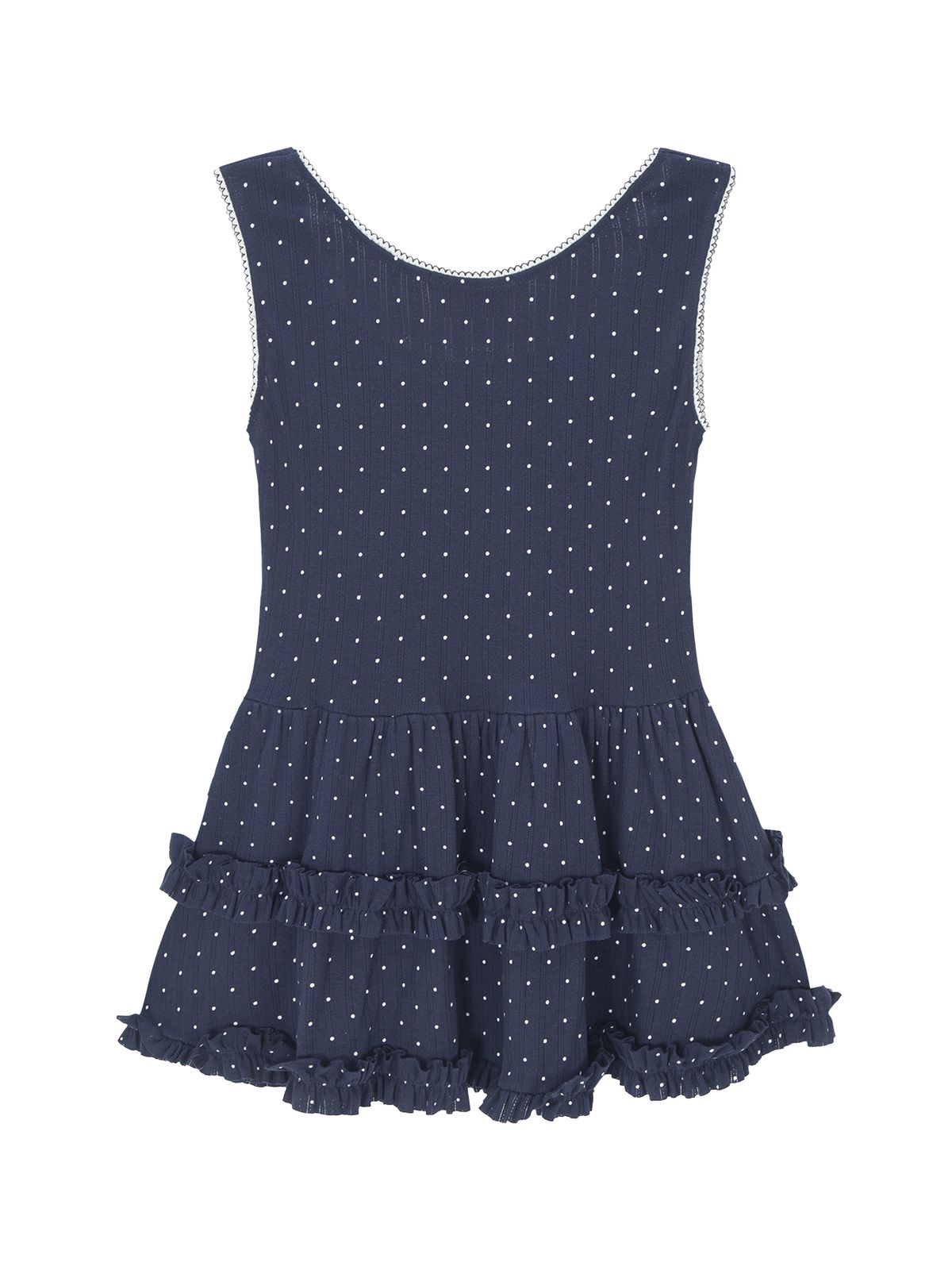 네프네프(NEFNEF) layered dot frill dress_navy