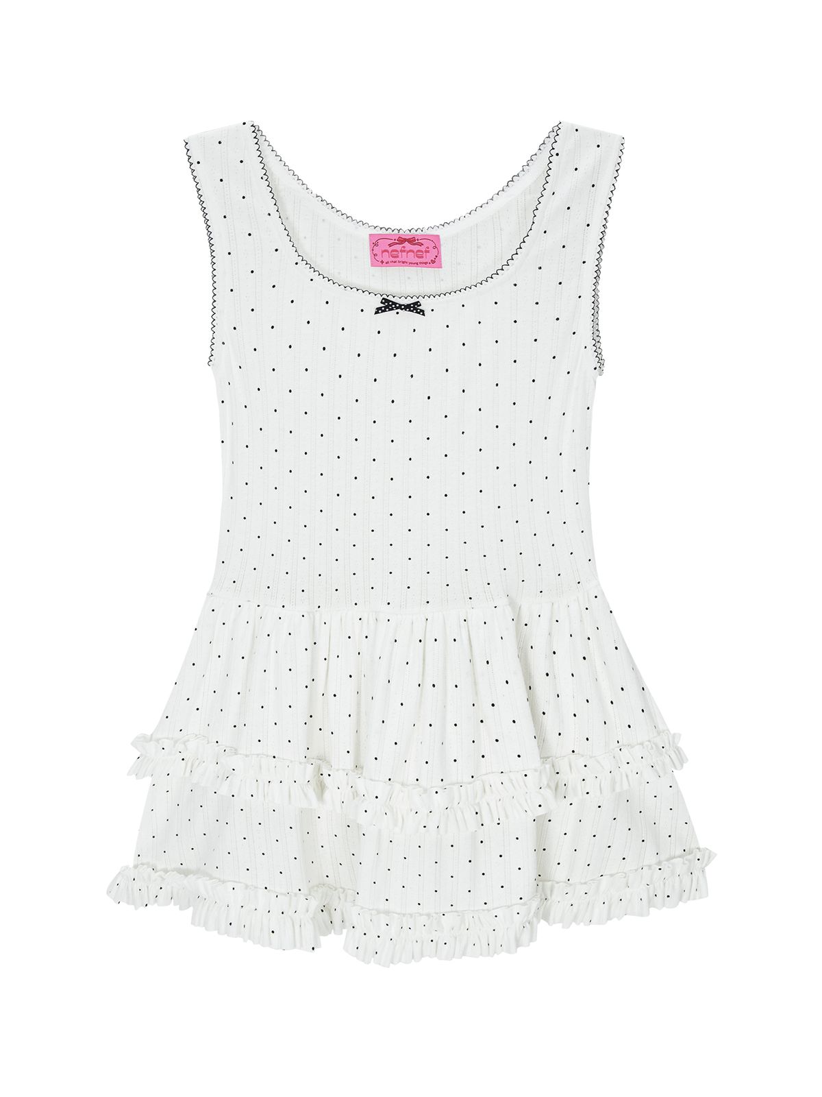 네프네프(NEFNEF) layered dot frill dress_white
