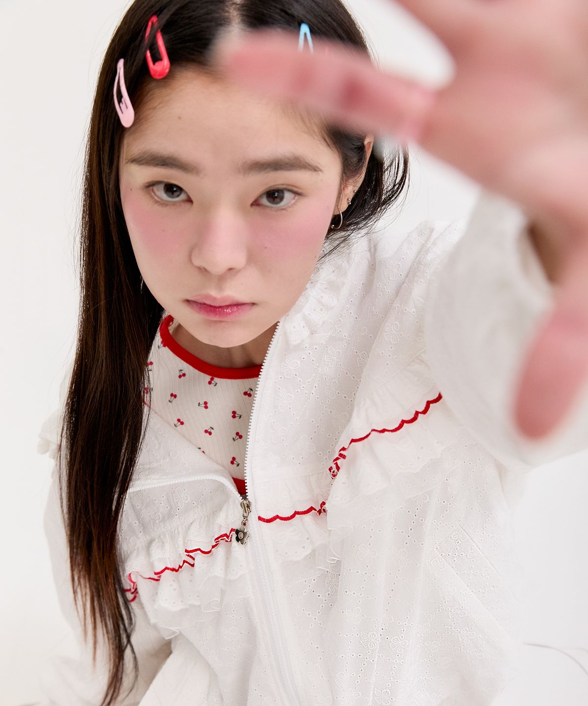네프네프(NEFNEF) lace frill jumper_white