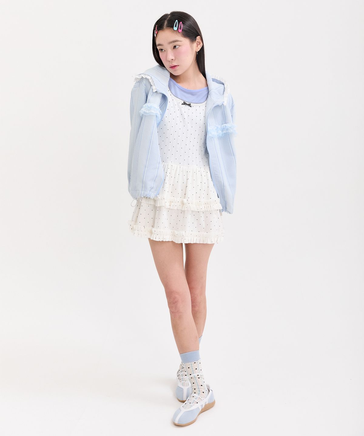 네프네프(NEFNEF) lace frill jumper_blue