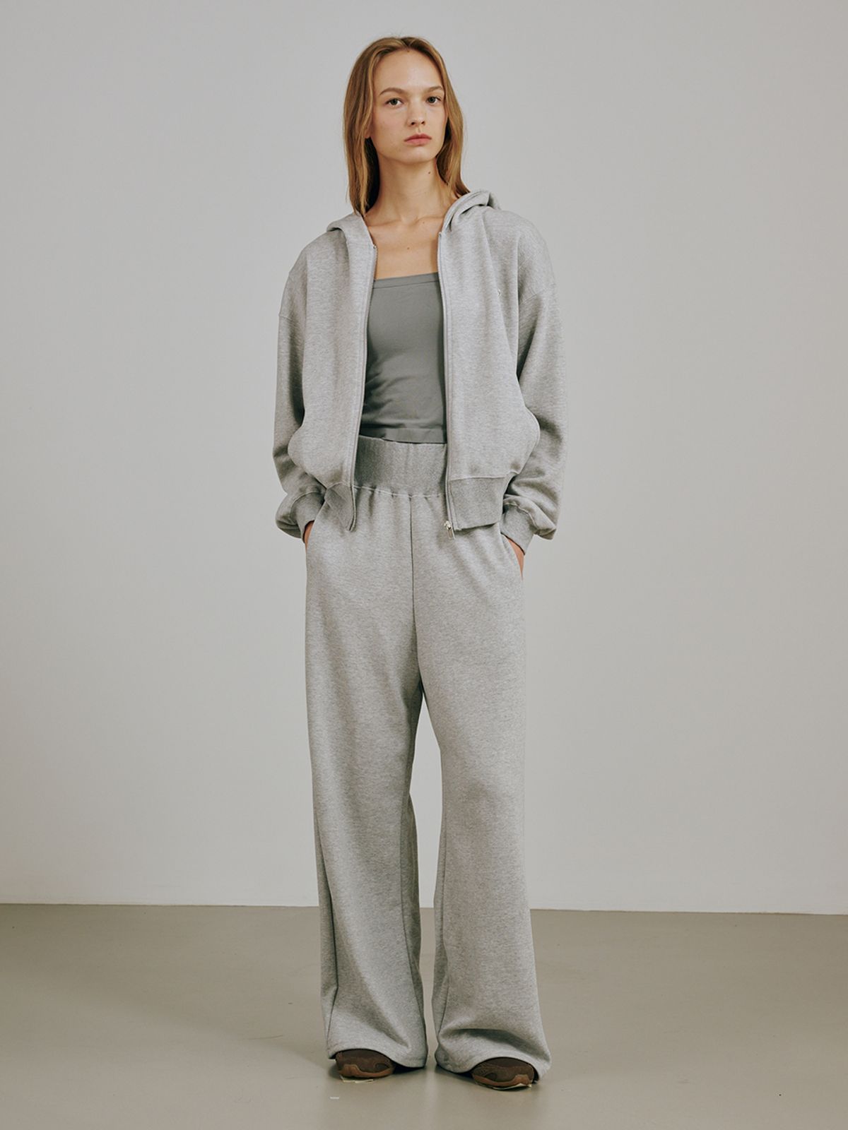 누브(NOUVE) 와이드 밴딩 코튼 팬츠 - 멜란지 그레이 / Wide Banding Cotton Pants - M.Gray