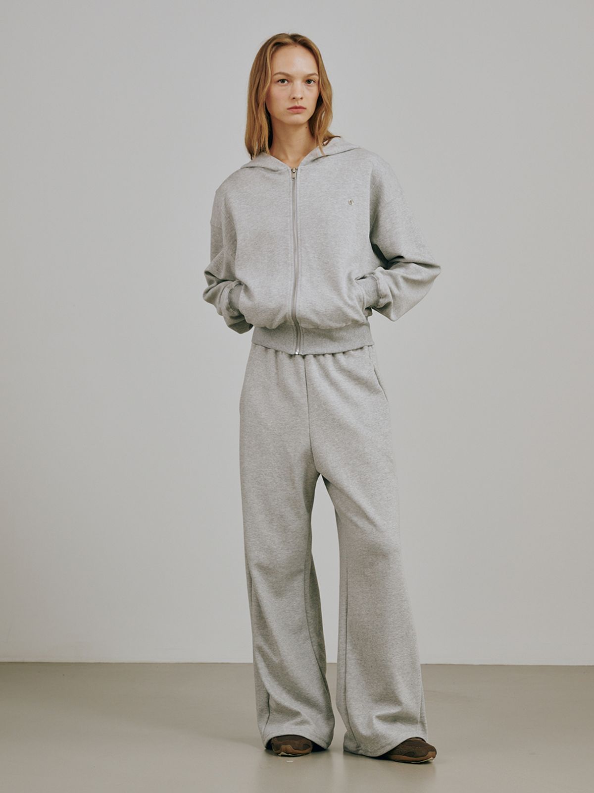 누브(NOUVE) 와이드 밴딩 코튼 팬츠 - 멜란지 그레이 / Wide Banding Cotton Pants - M.Gray