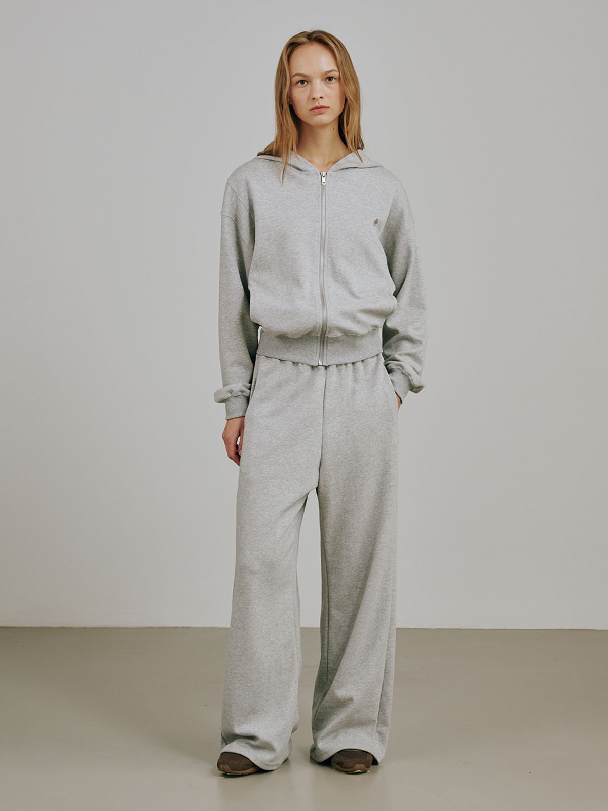 누브(NOUVE) 와이드 밴딩 코튼 팬츠 - 멜란지 그레이 / Wide Banding Cotton Pants - M.Gray