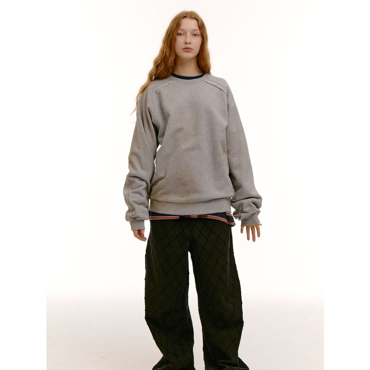 샌드 사운드(SAND SOUND) (UNISEX) 로우 엣지 디테일 스 셔츠  그레이