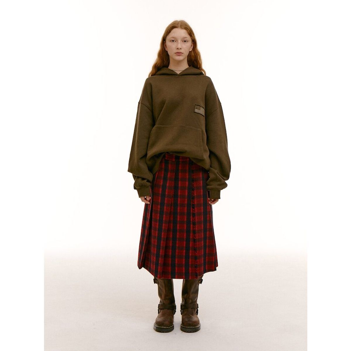 샌드 사운드(SAND SOUND) (UNISEX) 아플리케 그래픽 후디  카키