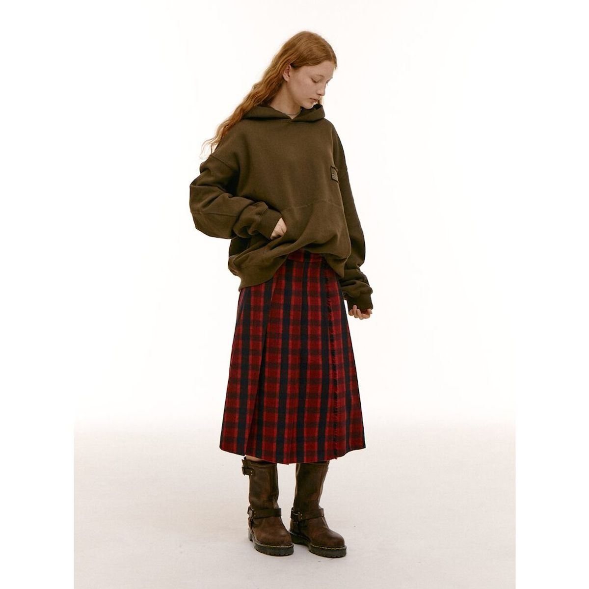 샌드 사운드(SAND SOUND) (UNISEX) 아플리케 그래픽 후디  카키