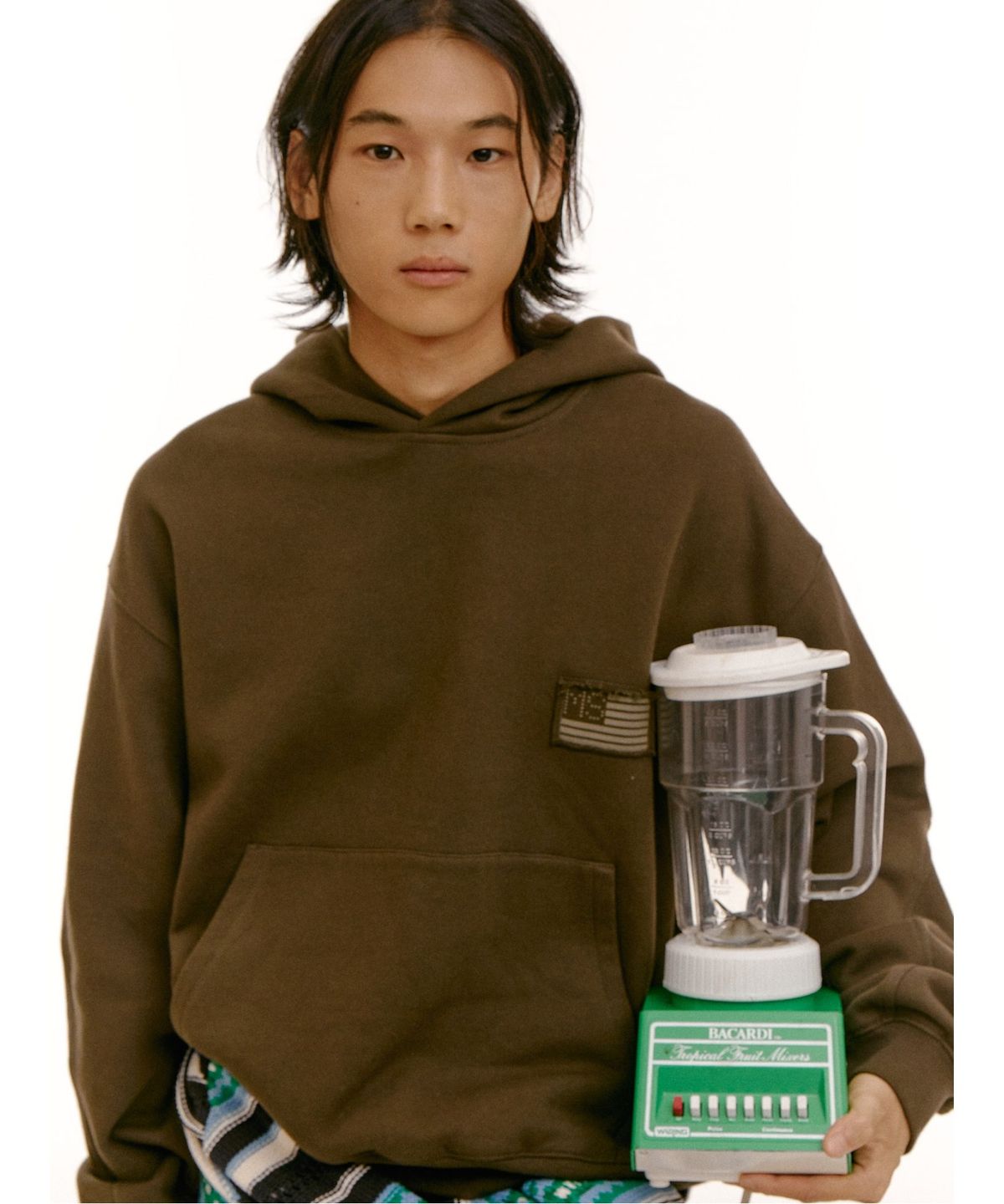 샌드 사운드(SAND SOUND) (UNISEX) 아플리케 그래픽 후디  카키