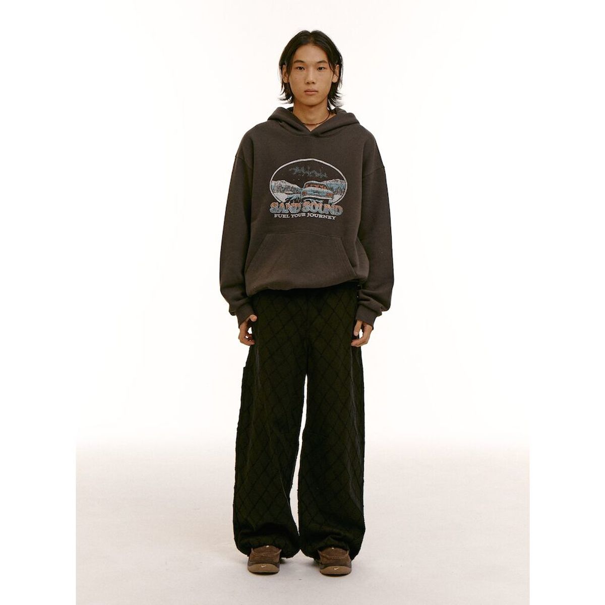 샌드 사운드(SAND SOUND) (UNISEX) 센터 그래픽 후디  애쉬