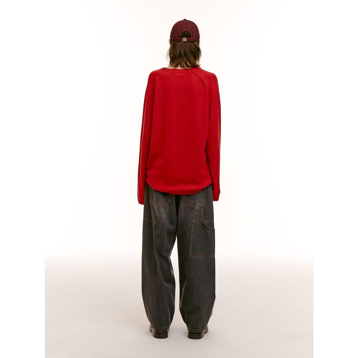 샌드 사운드(SAND SOUND) (UNISEX) 울 블렌드 브이넥 스웨터  레드