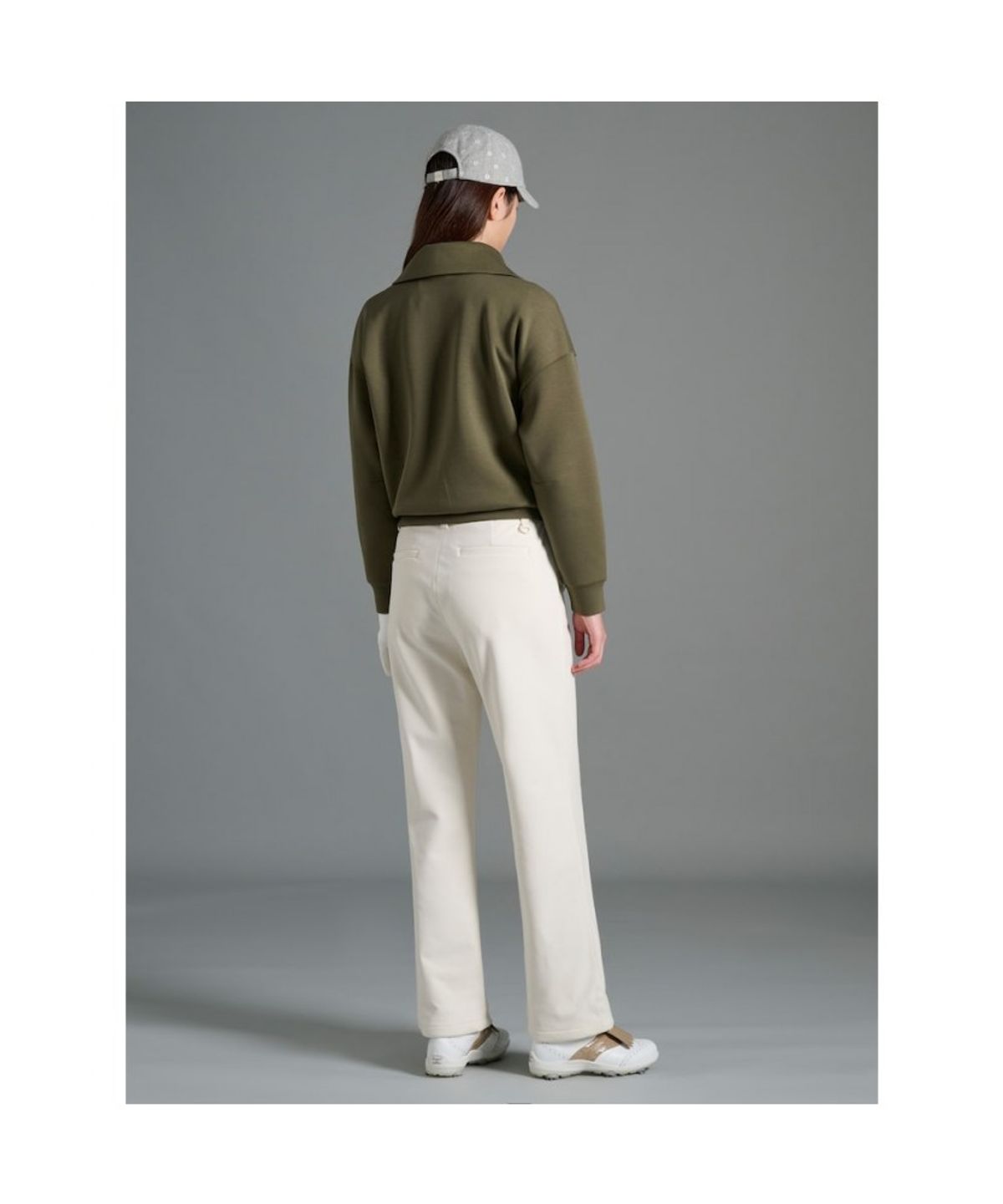 빈폴골프(BEANPOLE GOLF) 여성 자카드 블루종핏 긴소매 티셔츠  카키