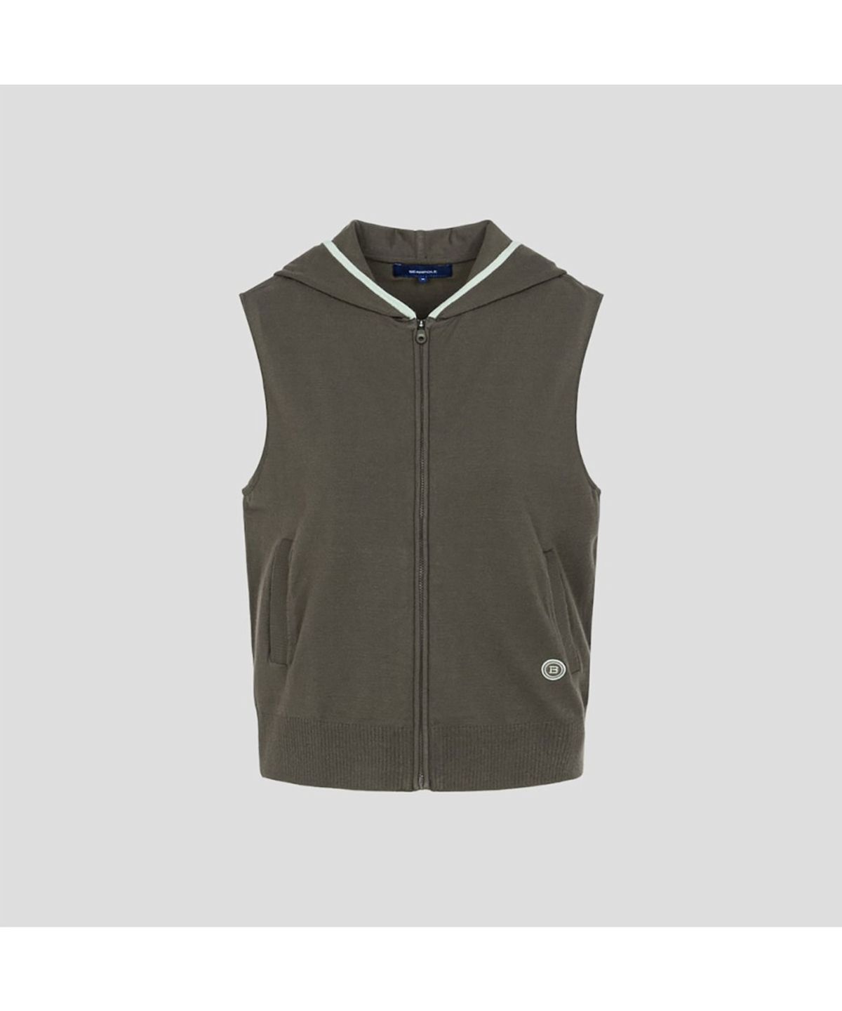 빈폴골프(BEANPOLE GOLF) 여성 후디 풀집업 니트 베스트  카키