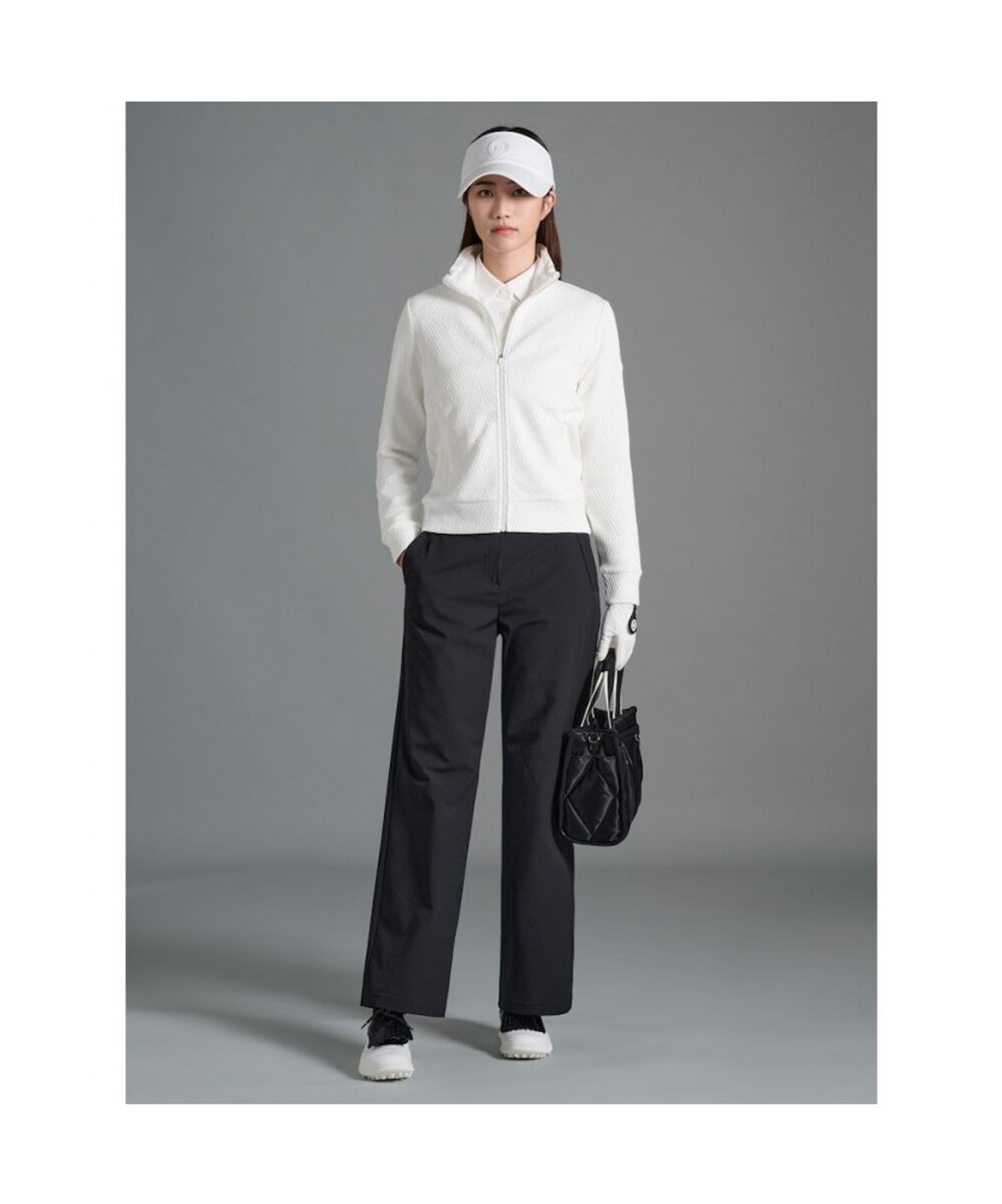 빈폴골프(BEANPOLE GOLF) 여성 자카드 풀집업  화이트