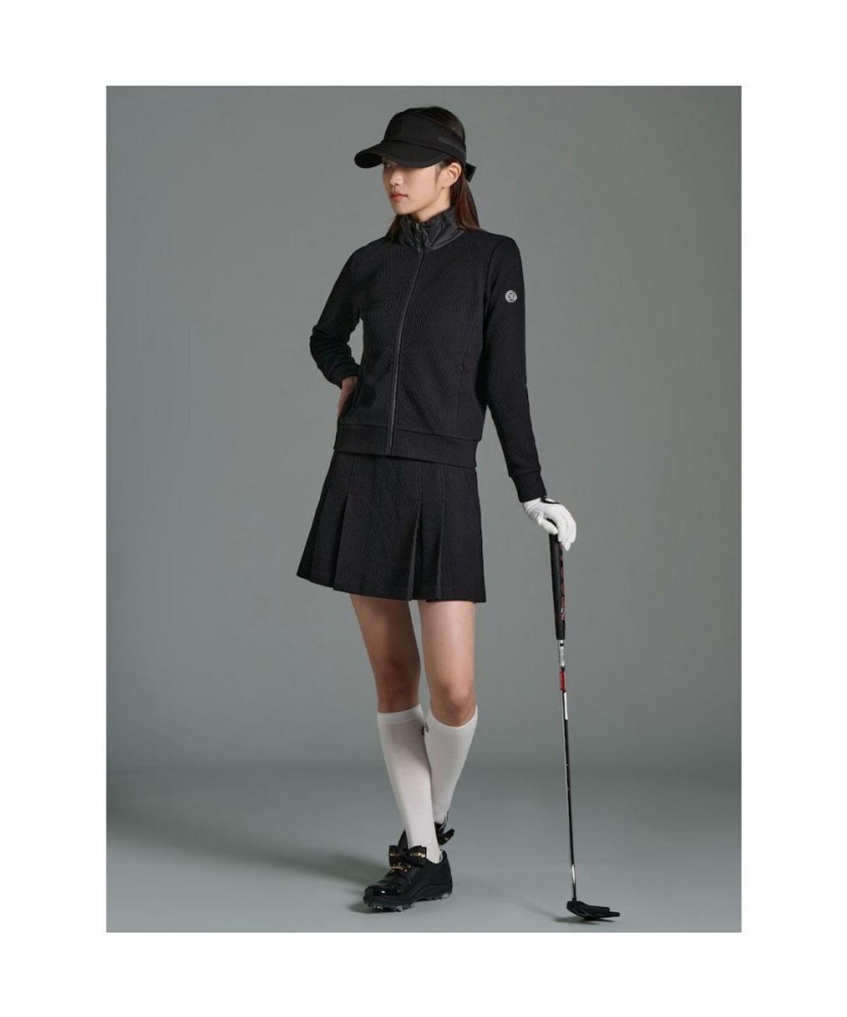 빈폴골프(BEANPOLE GOLF) 여성 자카드 풀집업  블랙