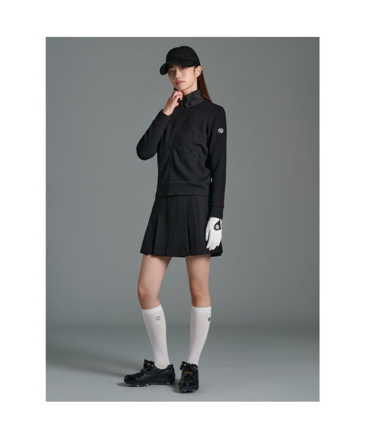 빈폴골프(BEANPOLE GOLF) 여성 자카드 풀집업  블랙