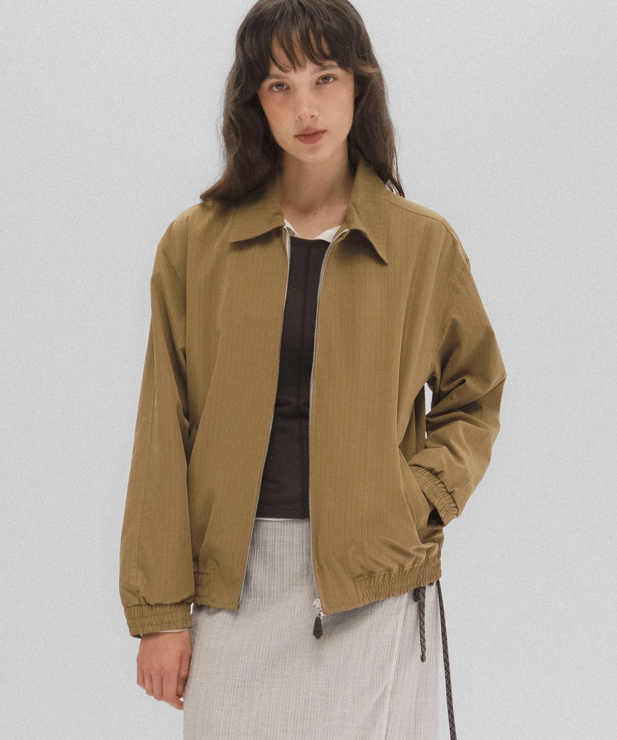 앤니즈(ANDNEEDS) Lagom stripe blouson (olive)