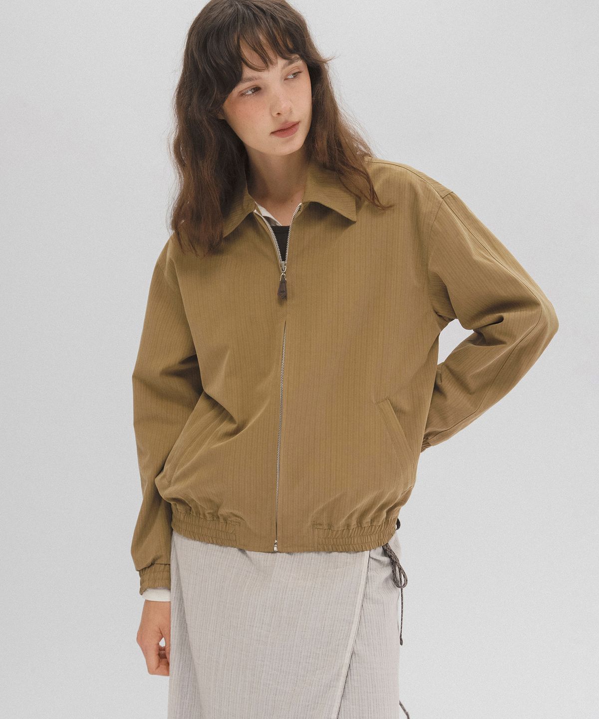 앤니즈(ANDNEEDS) Lagom stripe blouson (olive)
