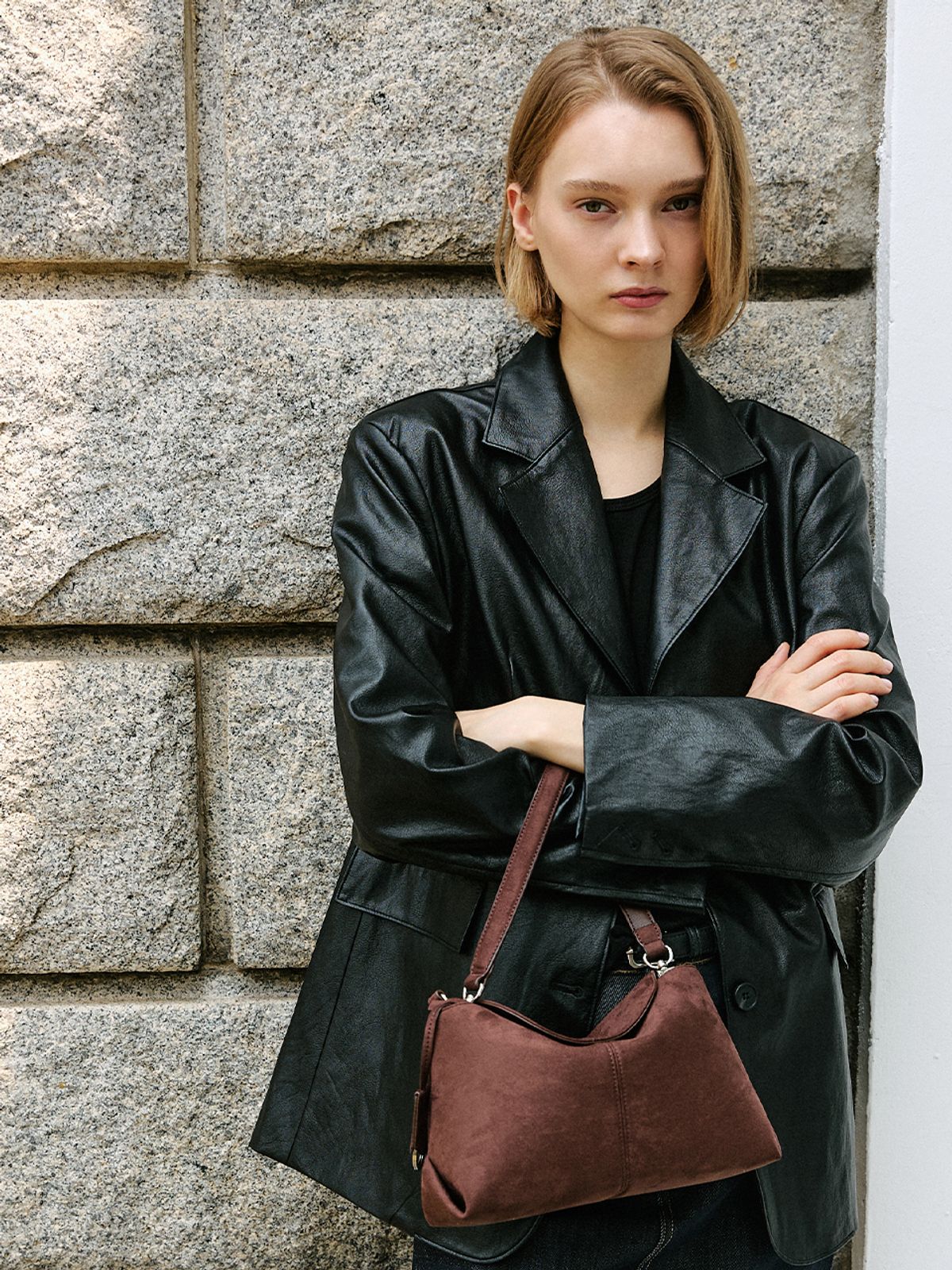 모어모르(MOREMORR) MOVO BAG _ 스웨이드 브라운 미니백 3way