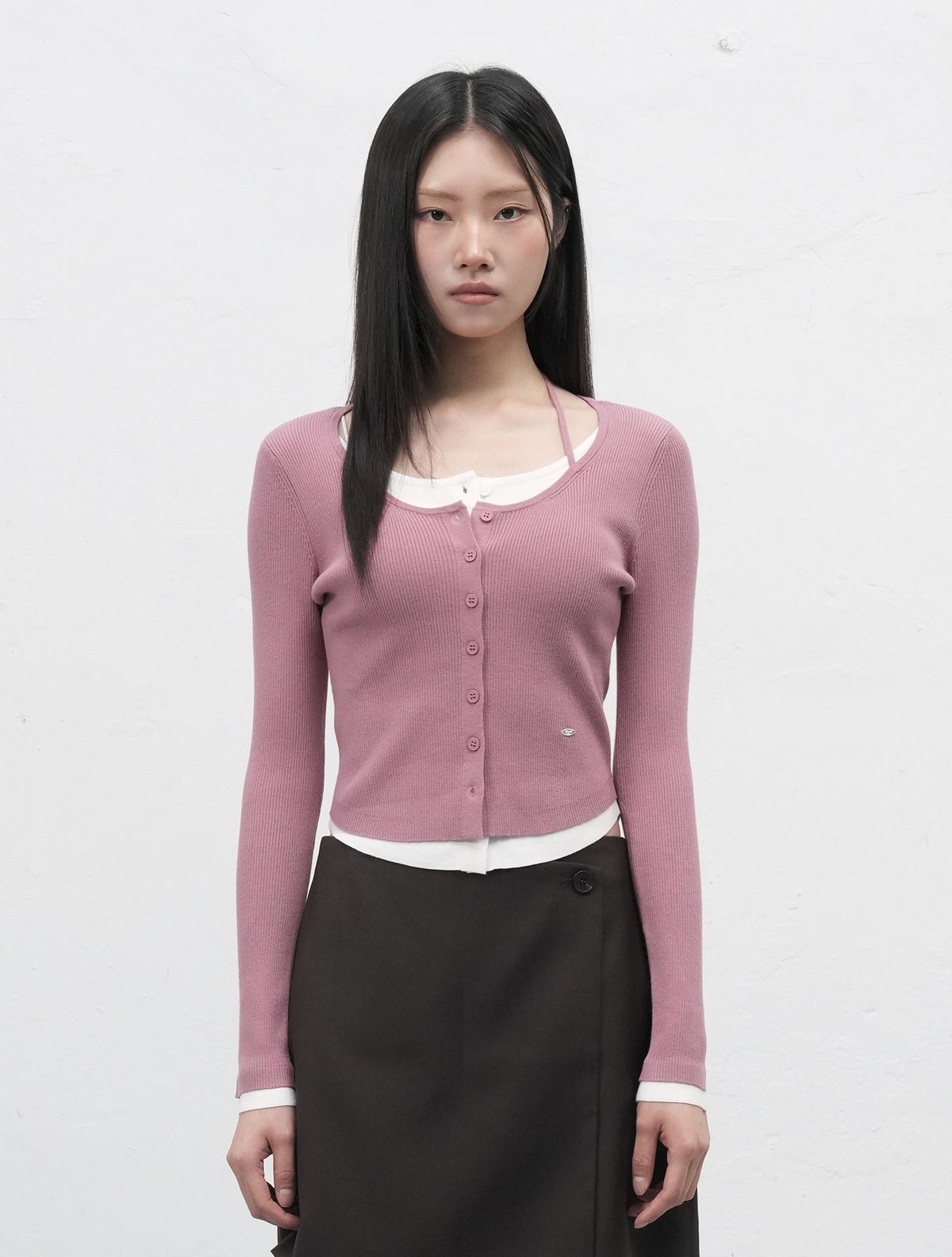 제너럴아이디어(GENERALIDEA) 스트랩 레이어드 가디건 [PINK] / WBE1L04506