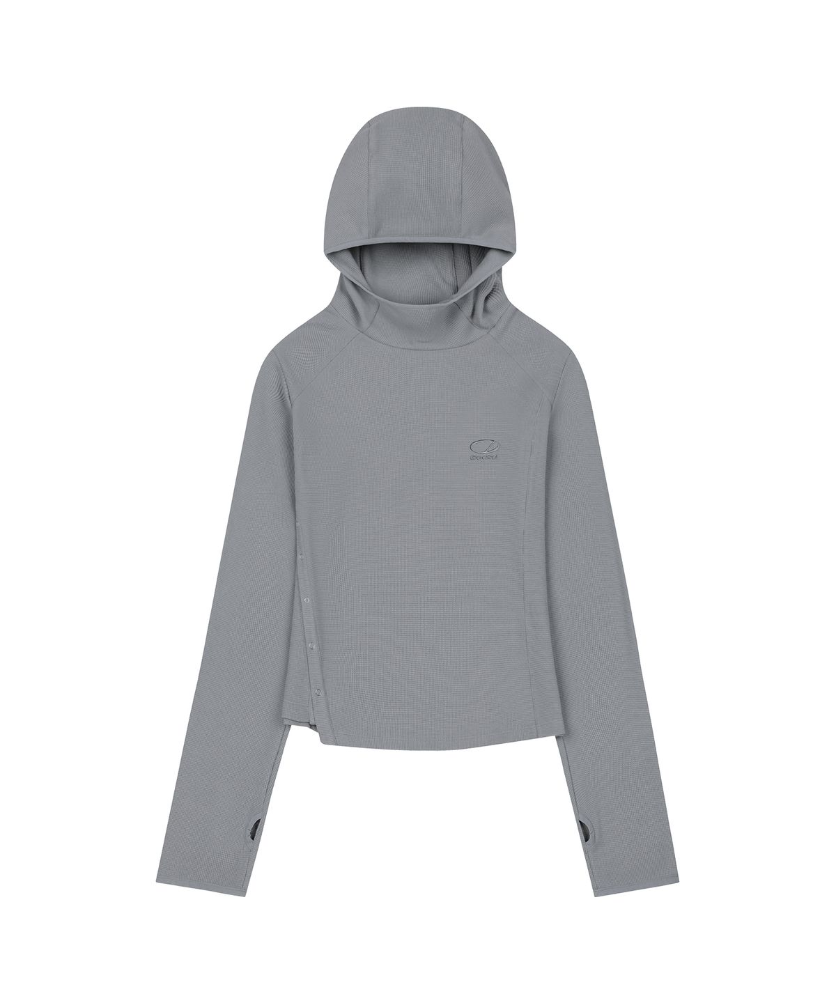 오드스튜디오(ODDSTUDIO) 사이드 스냅 와플 후드 롱슬리브 - LIGHT GRAY