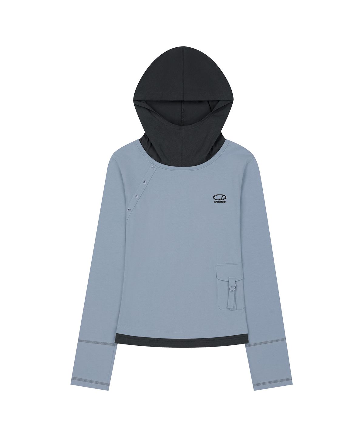 오드스튜디오(ODDSTUDIO) 아웃 포켓 헨리넥 후드 롱슬리브 - GRAY BLUE