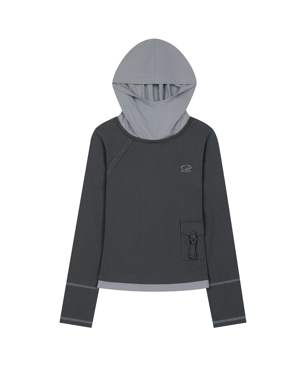 오드스튜디오(ODDSTUDIO) 아웃 포켓 헨리넥 후드 롱슬리브 - LIGHT GRAY