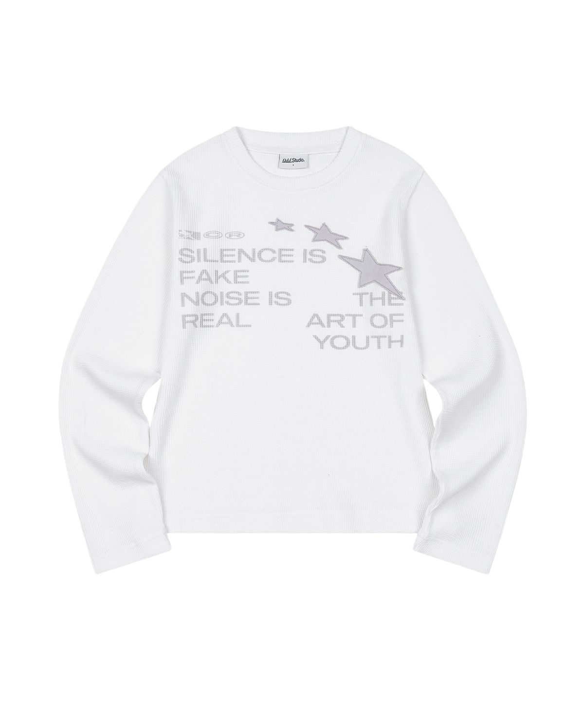 오드스튜디오(ODDSTUDIO) 스타 아플리케 와플 롱 슬리브 - OFF WHITE