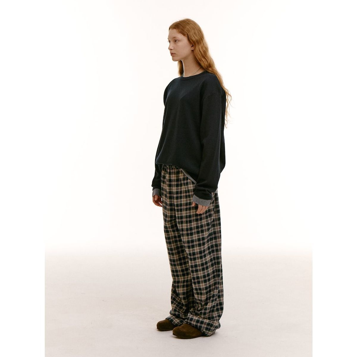 샌드 사운드(SAND SOUND) (UNISEX) 레이어드 울 블렌드 스웨터  네이비