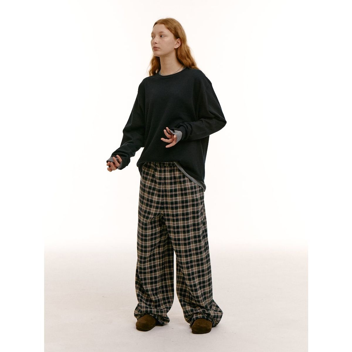 샌드 사운드(SAND SOUND) (UNISEX) 레이어드 울 블렌드 스웨터  네이비