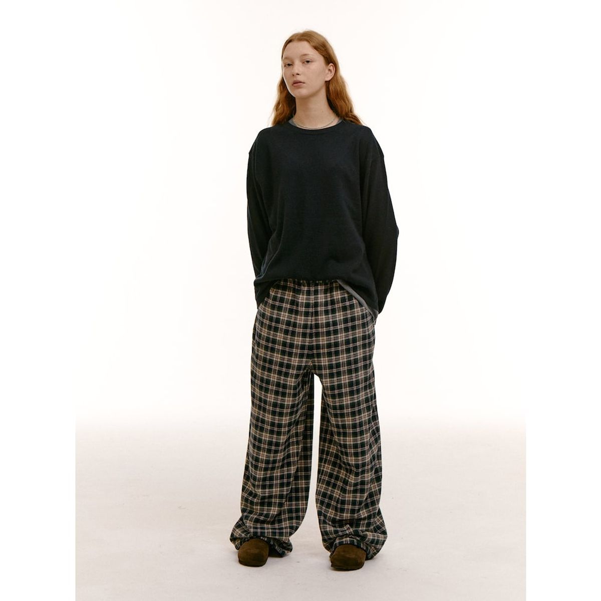 샌드 사운드(SAND SOUND) (UNISEX) 레이어드 울 블렌드 스웨터  네이비