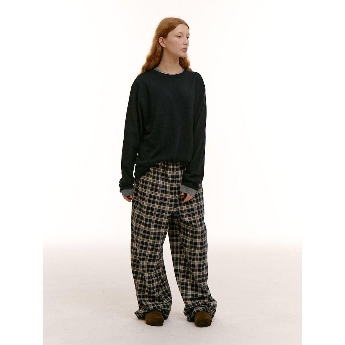 샌드 사운드(SAND SOUND) (UNISEX) 레이어드 울 블렌드 스웨터  네이비
